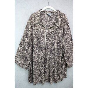 Catherines 1/4 Zip 3/4 Sleeve Tunic Top-Size 4X(30-32W)-Pockets-Silky